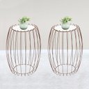 Ver imagem 6 de Kit Mesa Apoio Lateral 43 Cm Tampo Vidro Branco Base Metal Cobre Nacc