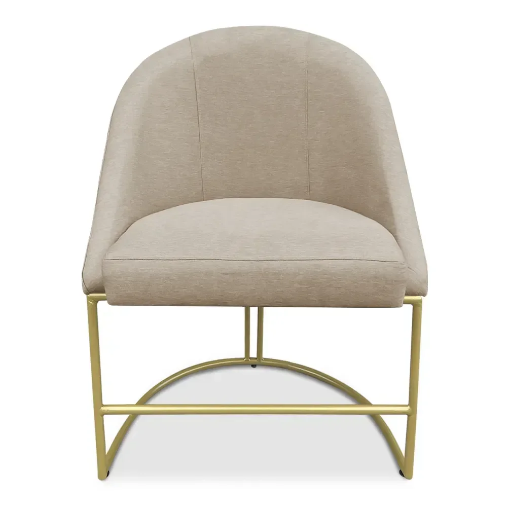 Ver imagem 3 de Cadeira Poltrona de Jantar Bela Base Metálica Industrial Dourado Sala Recepção Escritório Veludo Beg