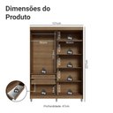 Ver imagem 3 de Guarda-Roupa Solteiro com Pés 4 Portas Batentes Rustic/Crema/Rustic Venus Madesa