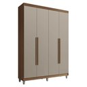 Ver imagem 2 de Guarda-Roupa Solteiro com Pés 4 Portas Batentes Rustic/Crema/Rustic Venus Madesa