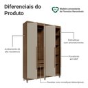 Ver imagem 4 de Guarda-Roupa Solteiro com Pés 4 Portas Batentes Rustic/Crema/Rustic Venus Madesa