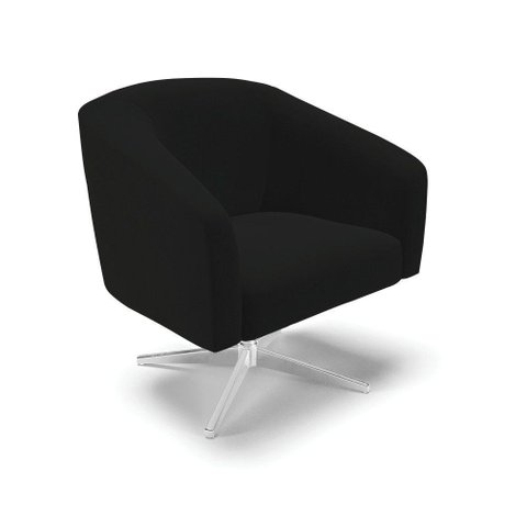 Cadeira Sala de Jantar Giratória Base Cromada Stella Linho D03 - D'Rossi Cor Preto