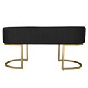 Ver imagem 3 de Banco Recamier Estofado Luana Base Gold Veludo Preto - Montanaris Decor
