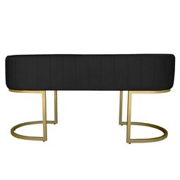 Banco Recamier Estofado Luana Base Gold Veludo Preto - Montanaris Decor - 3