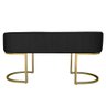 Banco Recamier Estofado Luana Base Gold Veludo Preto - Montanaris Decor - 3