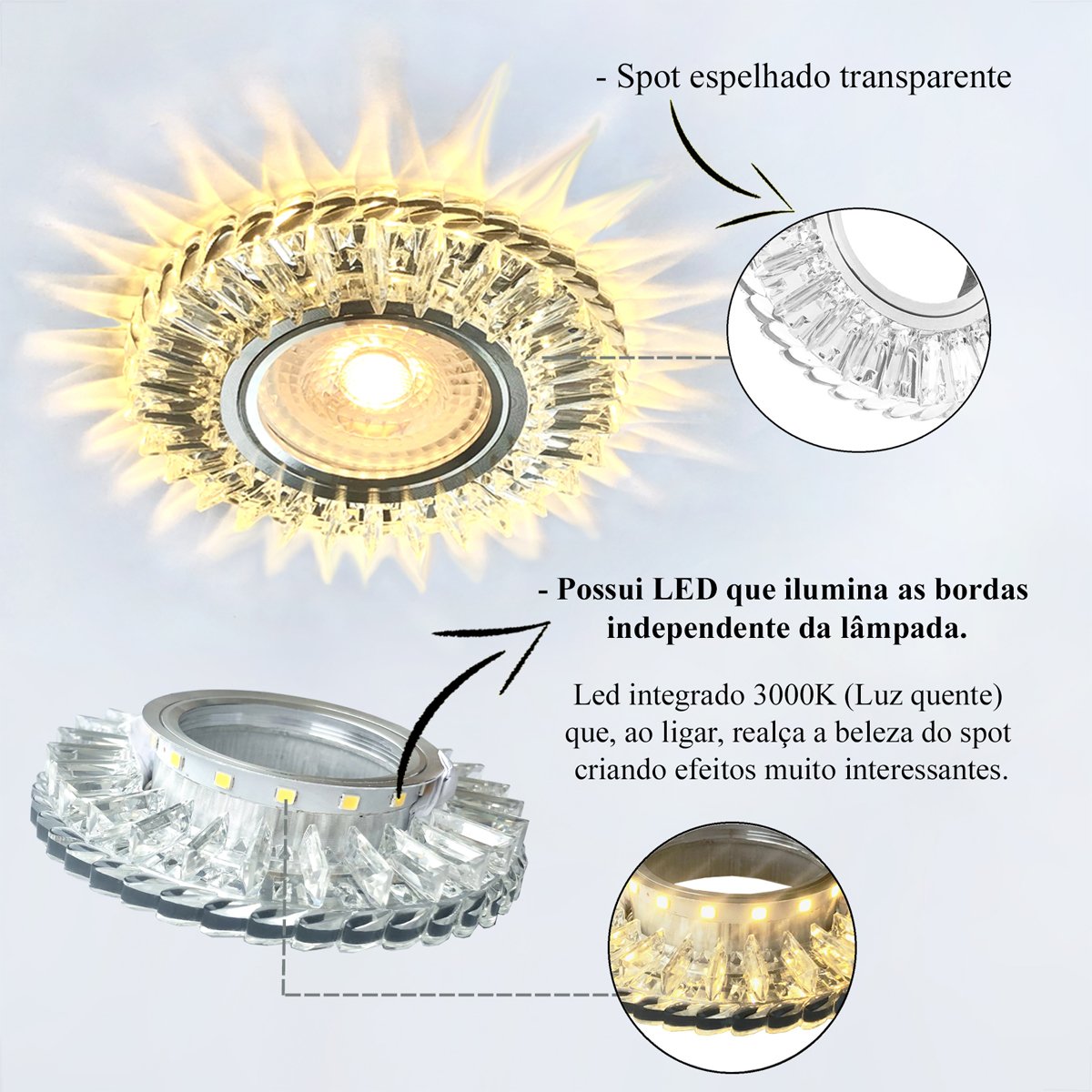 Spot Redondo Embutir Led Integrado Nas Bordas 3000K Lup67 - 3