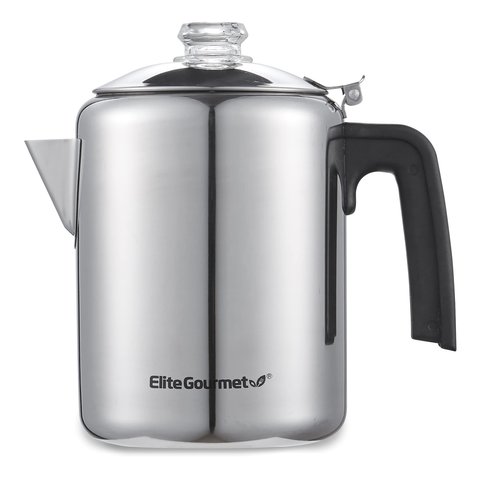 Elite Gourmet Percolador de Café Clássico 8 Xícaras para Fogão (inox/vidro)
