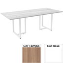 Ver imagem 1 de Mesa de Reunião Retangular 260 x 120 cm Pé Tubular PE25 em MDP Cor Noce Naturalle Base Branca