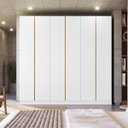 Ver imagem 2 de Guarda Roupa Línea MDF 240x230cm 6 Portas 4 Gavetas Branco/Peroba 1311