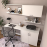 Conjunto de Mesa com Armário de Escritório, Armário Aéreo e 3 Prateleiras - 10