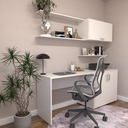 Ver imagem 3 de Conjunto de Mesa com Armário de Escritório, Armário Aéreo e 3 Prateleiras 170cm Branco