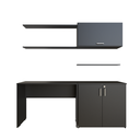 Ver imagem 2 de Conjunto de Mesa com Armário de Escritório, Armário Aéreo e 3 Prateleiras 170cm Preto