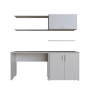 Ver imagem 2 de Conjunto de Mesa com Armário de Escritório, Armário Aéreo e 3 Prateleiras 170cm Cinza Cristal