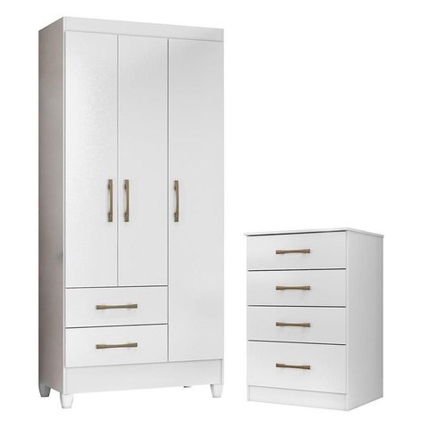 Guarda Roupa Infantil Lima e Cômoda Ms913 Branco Flex – Moval