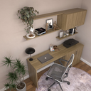 Ver imagem 3 de Conjunto de Mesa com Armário de Escritório, Armário Aéreo e 3 Prateleiras