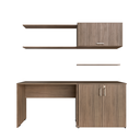 Ver imagem 2 de Conjunto de Mesa com Armário de Escritório, Armário Aéreo e 3 Prateleiras 170cm Carvalho Mel Bege