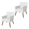 Combo 2 Poltronas Estofadas Para Recepção Consultório Onix Corano Branco - LM DECOR - 1