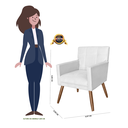 Ver imagem 5 de Combo 2 Poltronas Estofadas Para Recepção Consultório Onix Corano Branco - LM DECOR