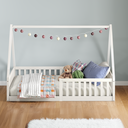 Ver imagem 2 de Cama Casal Infantil Montessoriana Casa Branco Madeira com Estrado Ravi Idimex