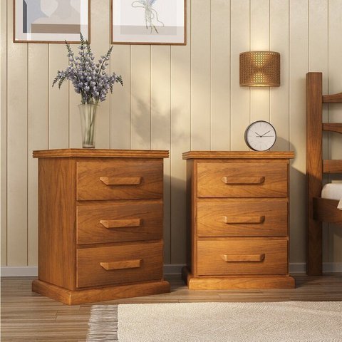 Kit 2 Mesa de Cabeceira Nathalia - 100% Madeira