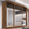 Guarda-roupa Casal Istambul 3 Portas 6 Gavetas Espelhado 100% Mdf Brauna - Europa Móveis - 1