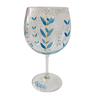 Taça para Gin Cristal Pintada à Mão Flor Azul - 1