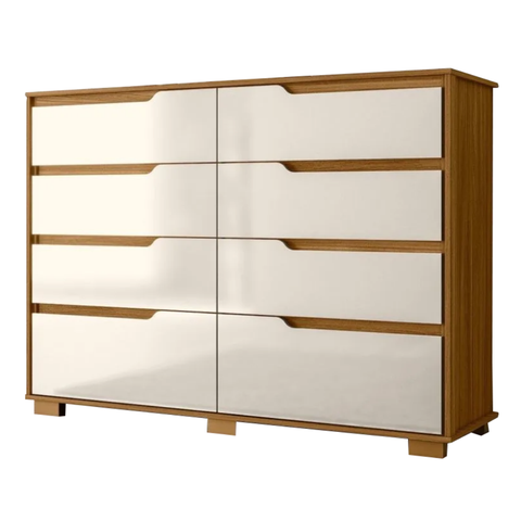 Cômoda Georgia 147cm 8 Gavetas Freijó Off White Moval