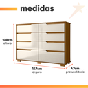Ver imagem 4 de Cômoda Georgia 147cm 8 Gavetas Freijó Off White Moval