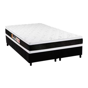Cama Queen com Colchão de Espuma Castor D45 Black e White Firme - 158x198x62cm:preto