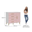 Ver imagem 6 de Quarto Infantil com Guarda-Roupa 2 Portas 2 Gavetas com Cômoda Magia Espresso Móveis Rosa/Branco