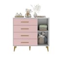 Ver mais imagens de Quarto Infantil com Guarda-Roupa 2 Portas 2 Gavetas com Cômoda Magia Espresso Móveis Rosa/Branco