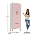 Ver imagem 3 de Quarto Infantil com Guarda-Roupa 2 Portas 2 Gavetas com Cômoda Magia Espresso Móveis Rosa/Branco