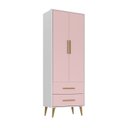 Ver imagem 5 de Quarto Infantil com Guarda-Roupa 2 Portas 2 Gavetas com Cômoda Magia Espresso Móveis Rosa/Branco