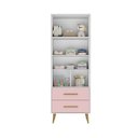 Ver imagem 4 de Quarto Infantil com Guarda-Roupa 2 Portas 2 Gavetas com Cômoda Magia Espresso Móveis Rosa/Branco