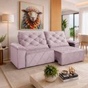 Ver imagem 1 de Sofá com Chaise Sirius 2 Lugares Retrátil e Reclinável 290cm Rosê
