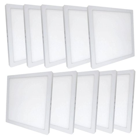 Kit 10 Plafon Painel LED Luminária Downlight 25W Sobrepor