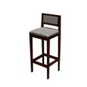 Ver imagem 6 de Kit 6 Banquetas Madeira Imbuia Balcão Encosto Estofado:Imbuia com Linho Cinza
