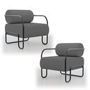 Ver imagem 1 de Kit 02 Poltronas Decorativas Orgânica Living Miska Linho Grafite - Desk Design