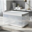 Ver imagem 2 de Caixa Organizadora Dobrável 21l Transparente com Tampa Empilhável Multiuso para Casa e Carro