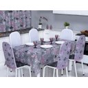 Ver imagem 1 de Toalha de Mesa 6 Lugares 2,20 X 1,40 Cozinha Copa Sala de Jantar Oxford Estampa Borboleta Cinza e Ro