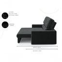 Ver imagem 4 de Sofá com Chaise Hera 3 Lugares Retrátil e Reclinável 170cm Preto Cia Lar Móveis