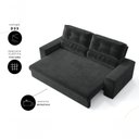 Ver imagem 5 de Sofá com Chaise Hera 3 Lugares Retrátil e Reclinável 170cm Preto Cia Lar Móveis