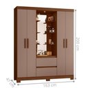 Ver imagem 3 de Guarda Roupa Casal Olímpia Aconchego 6 Portas 2 Gavetas MDP Nogueira Cappuccino Mais de Casa
