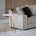 Ver imagem 1 de Mesa Lateral Decorativa Gabriela Base Dourada Tampo Redondo Branco