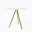 Ver imagem 2 de Mesa Lateral Decorativa Gabriela Base Dourada Tampo Redondo Branco