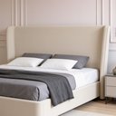 Ver imagem 1 de Cabeceira Cama Box Queen 160cm Nilo P05 Veludo Bege - Lyam Decor