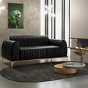 Ver imagem 2 de Sofá 2 Lugares para Sala de Estar Molino 150 Cm D02 Pés D'ouro Couríssimo Preto B-159 - Lyam