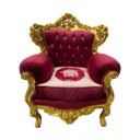 Ver imagem 2 de Par de Poltronas Clássicas Marsala com Dourado Ideal para Sala e Hall - 117x94x74cm