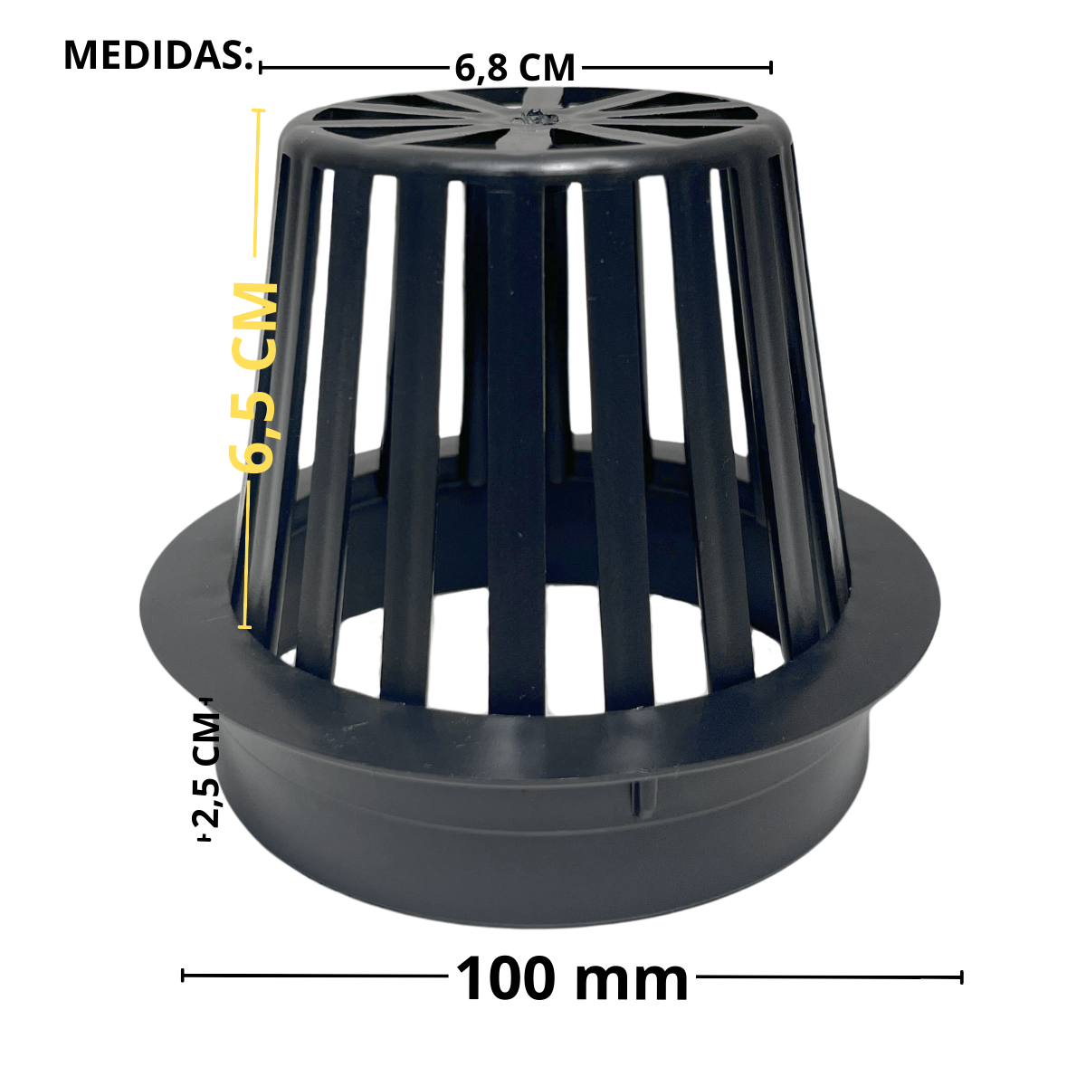 Kit 3 Ralo Abacaxi Plástico Anti Folhas para Calha e Tubo 100 Mm - 5