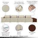 Ver imagem 3 de Sofá Ilha com Encosto e Almofadas Móveis Olimpo 505cm Modulado Linho/pu Bege/marrom G45 - Gran Belo